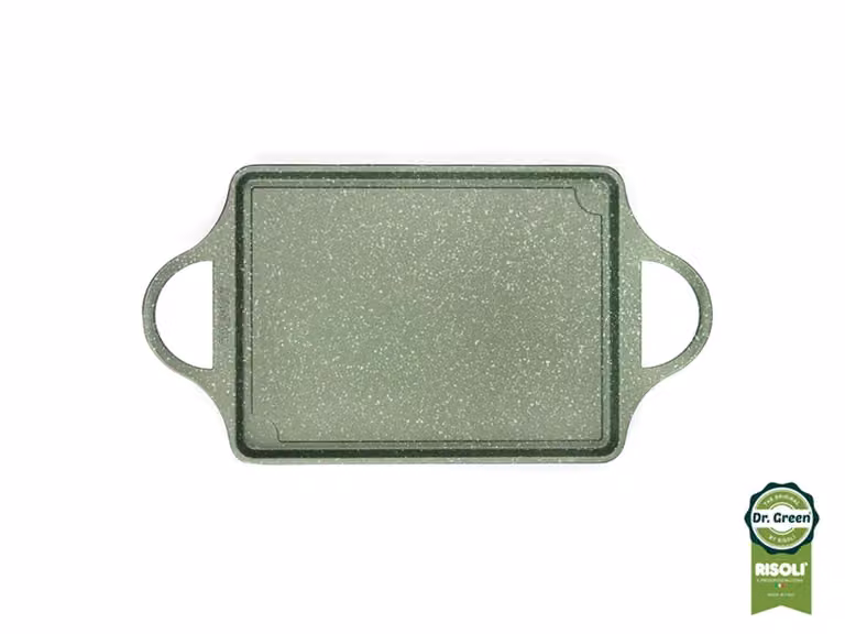 Piastra Servigrill Dr. Green in alluminio pressofuso, due maniglie, dim.46x25cm