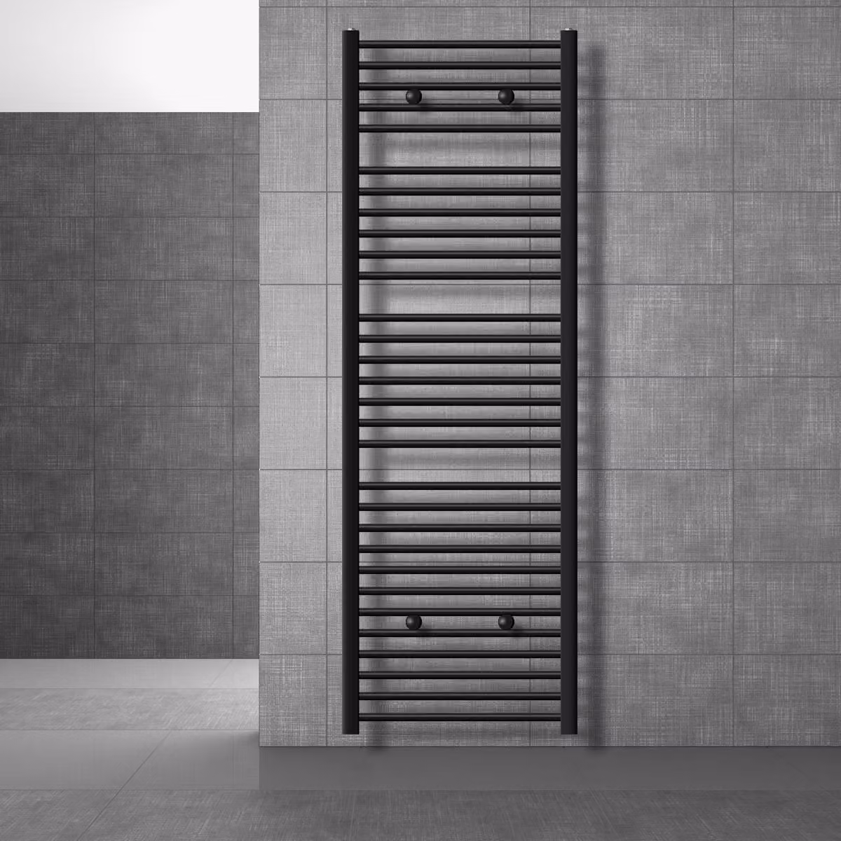 LuxeBath Radiatore da bagno Sahara 600x1800 mm Nero opaco dritto con attacco laterale Radiatore di design Scaldasalviette Asciugamani, senza resistenza elettrica