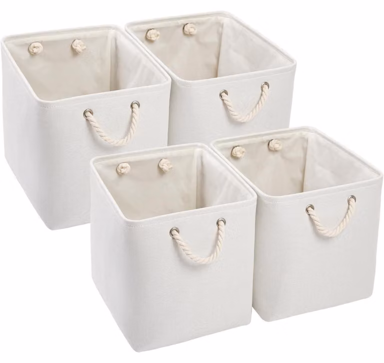 Contenitore in tessuto, 33x38x33 cm, bianco, set da 4