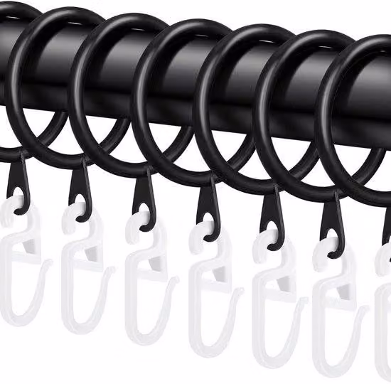 40 pezzi tra elementi metallici, supporti per tende e ganci in plastica per tende, diametro interno 30 mm, per tende a rullo, tende da letto e tende da doccia (bianco)