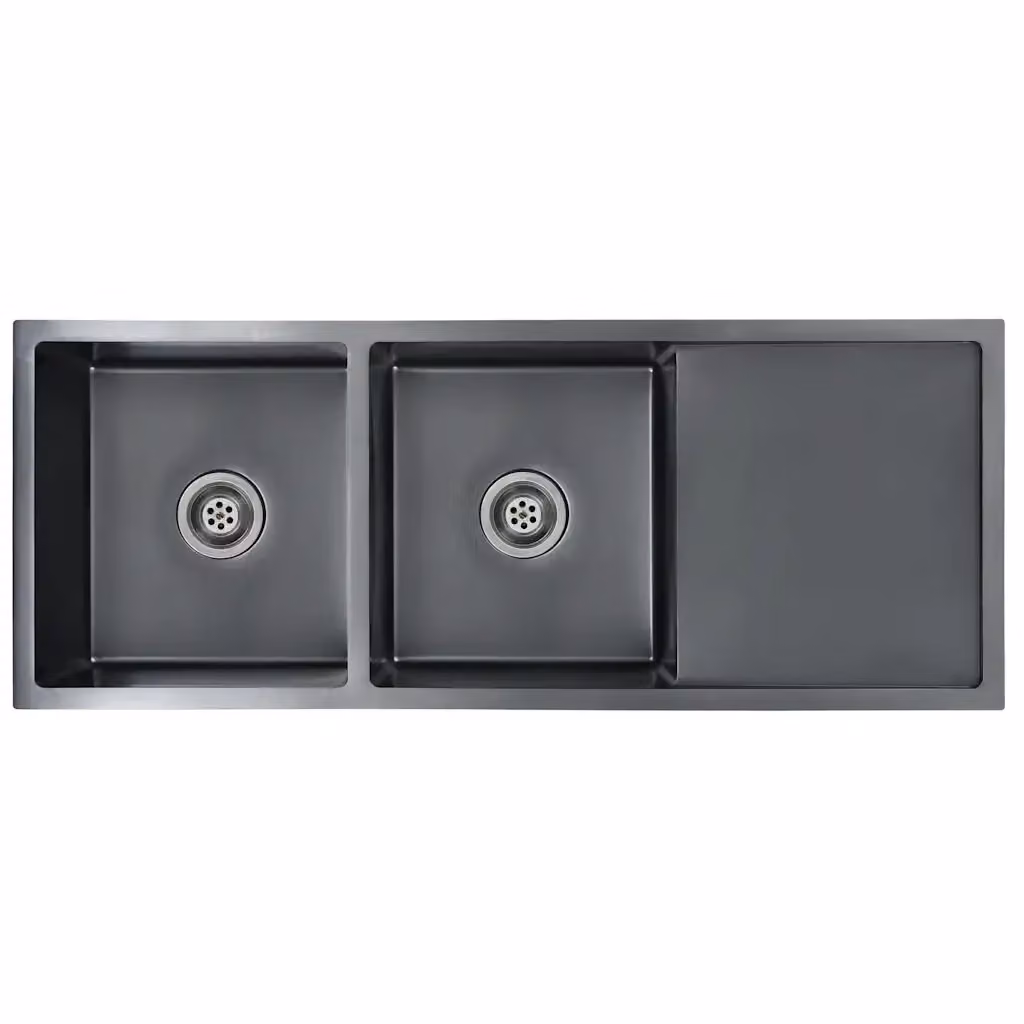 Lavello da cucina vidaXL in acciaio inox nero lavorato a mano L: 111,5 cm, P: 44 cm, H: 20 cm – 2