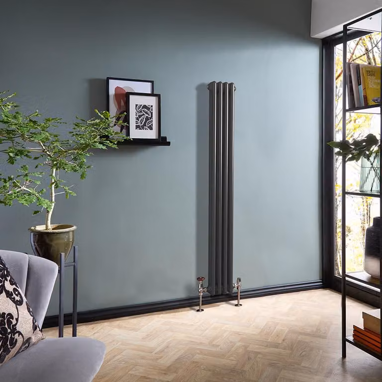 Radiatore Tradizionale Verticale a Doppia Colonna - Peltro - 1500mm x 200mm - Regent by Hudson Reed