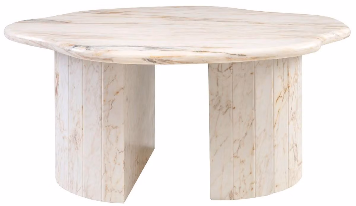 Casa Padrino Tavolino in marmo bianco-beige 106 x 105 x H. 46,5 cm - Tavolino in marmo - Mobili Soggiorno - Mobili - Mobili in marmo - Arredamento