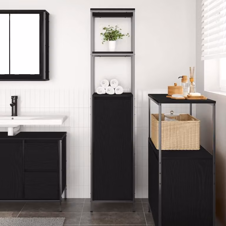 Mobile da bagno in legno di quercia con 4 ripiani