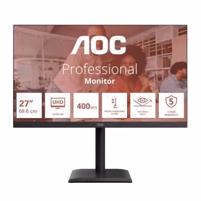 Monitor PC AOC U27E4CV da 27 pollici con pannello IPS 4K UHD, Nero – 2