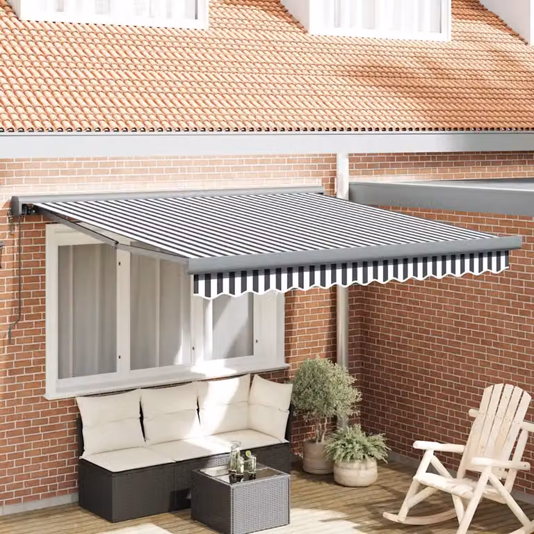 Tenda da Sole vidaXL Antracite e Bianca con Bracci Pieghevoli in Alluminio e Poliestere, L: 3 m, P: 2,5 m