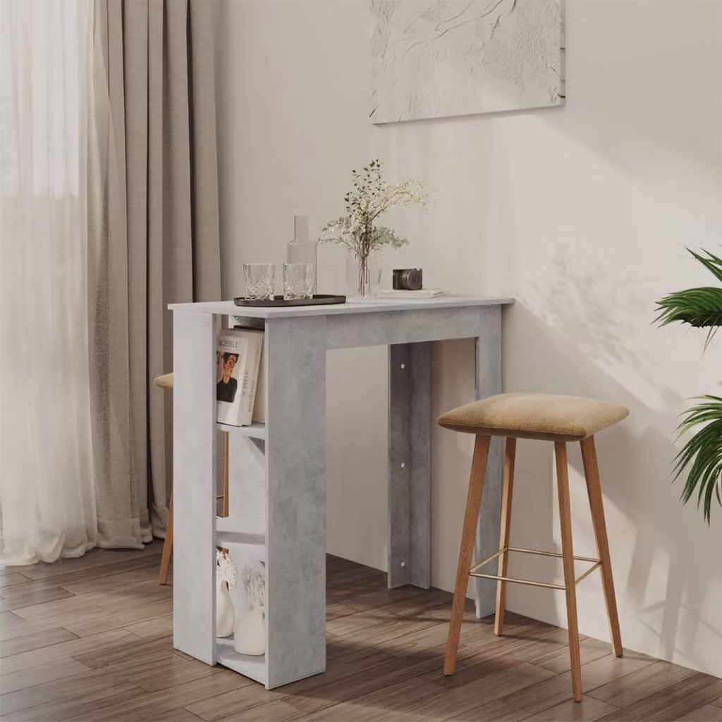 vidaXL Tavolo da bar con ripiano in cemento grigio 102x50x103,5 cm legno - Tavolo da bar - Tavoli da bar - Tavolo da bistrot - Tavolo alto