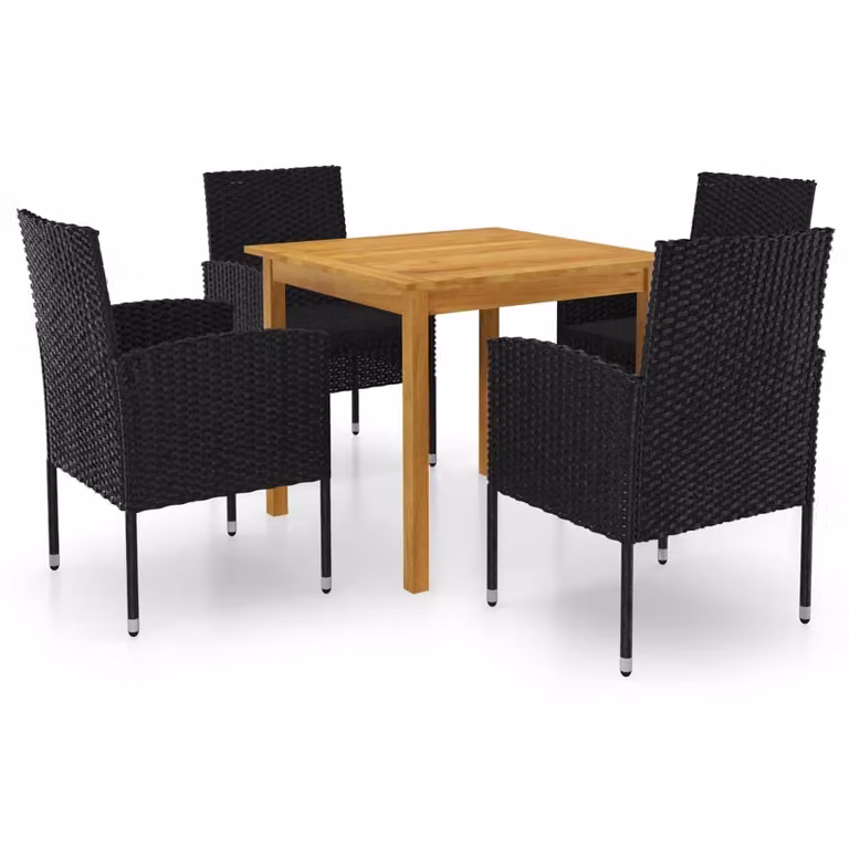 set da pranzo da giardino 5 pezzi nero