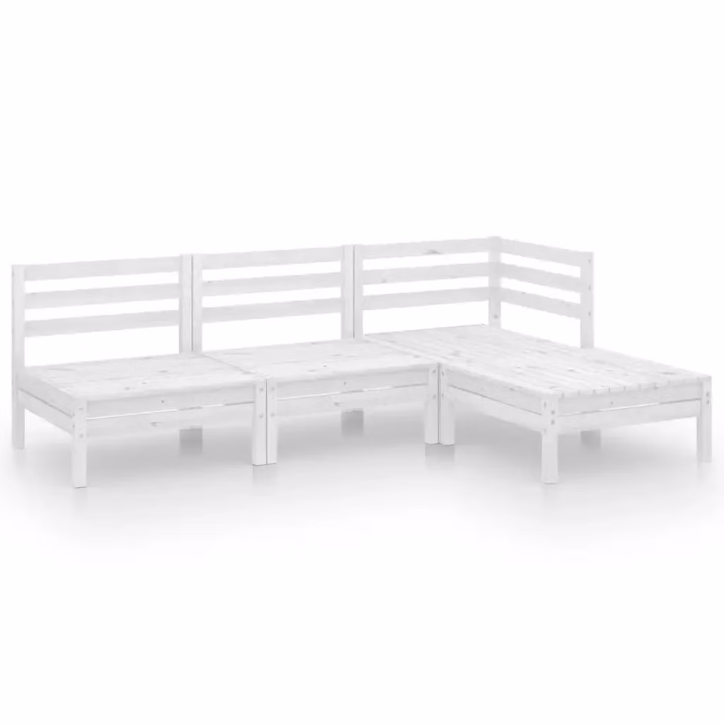 Set Salotto da Giardino a L vidaXL in Legno di Pino Bianco con Elemento Angolare e Ottoman – 2