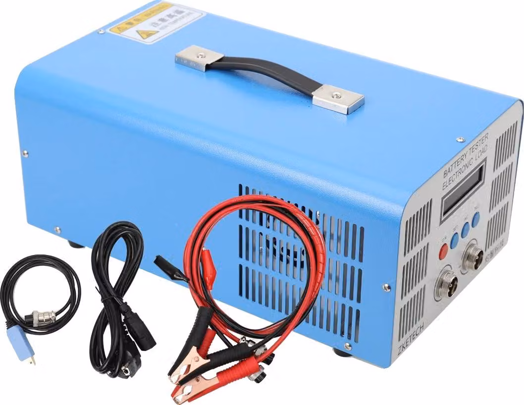 Tester per la capacità delle batterie, tensione 220V, potenza di scarica massima 200W, intervallo di corrente 0,1A - 40A, modalità di scarica CC/CP, risoluzione della capacità di misurazione 0,001-0,1Ah