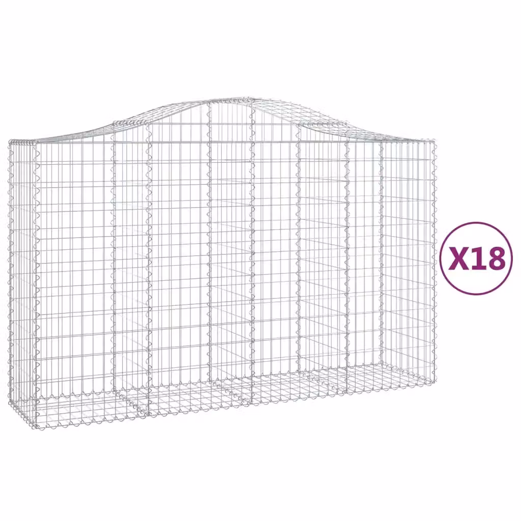 Set di 18 Cesti Gabbioni ad Arco Videx in Acciaio Zincato Colore Argento L: 200 cm, P: 50 cm, H: 120/140 cm – 2