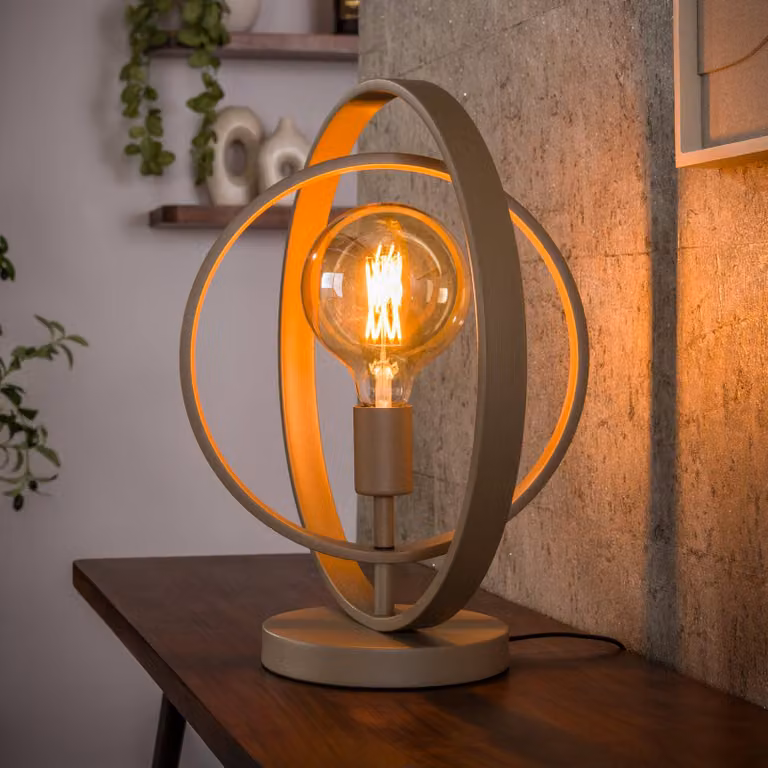 ZIJLSTRA Lampada da tavolo Turn Around, Crema / Ambra, Soggiorno / Sala da pranzo, Metallo, Moderno, Lampada da tavolo