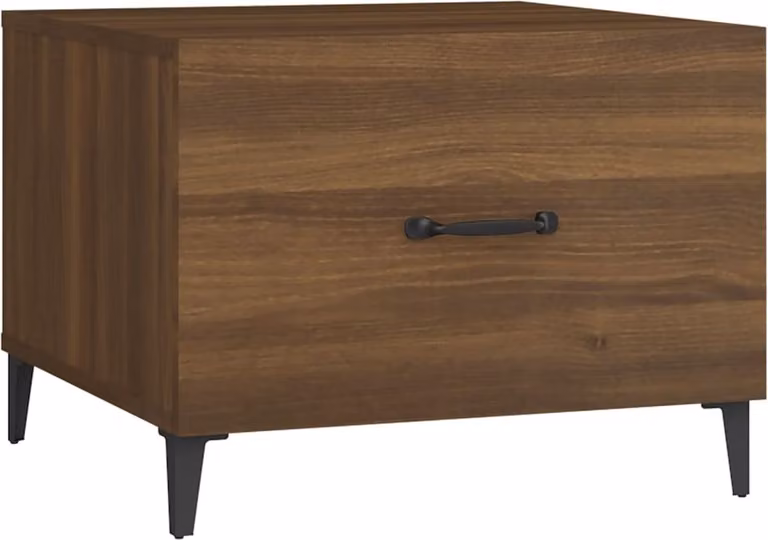 Tavolino da Salotto Gambe in Metallo Rovere Marrone 50x50x40 cm