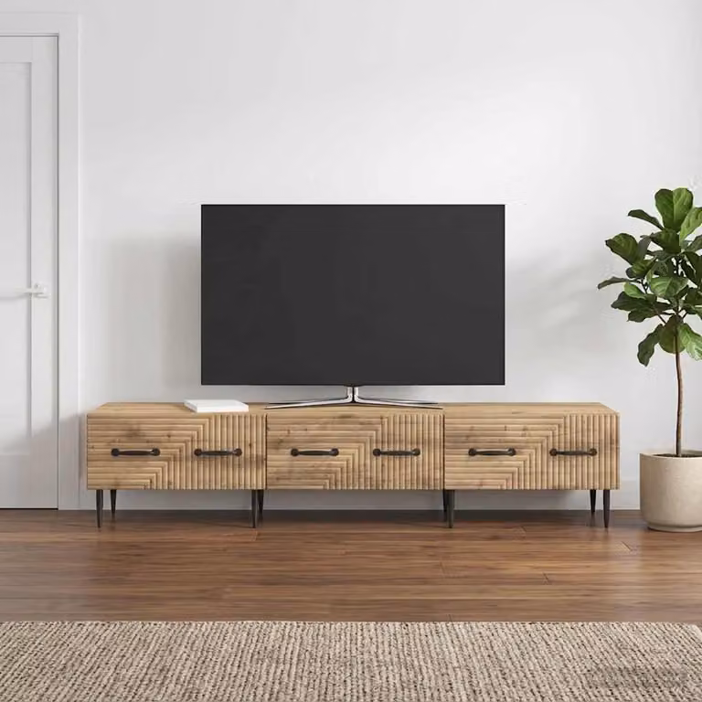 Mobile TV vidaXL in stile vintage, Rovere Artigianale, L: 147 cm, P: 34,5 cm, H: 30 cm