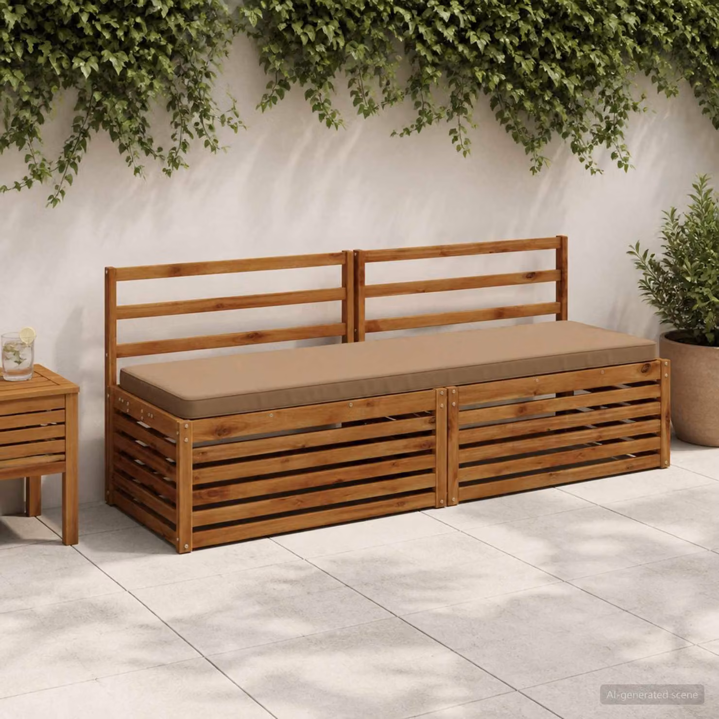 Set di 2 cuscini per panchina vidaXL VUGHT in poliestere con rivestimento rimovibile e resistente ai raggi UV, disponibili in beige o grigio