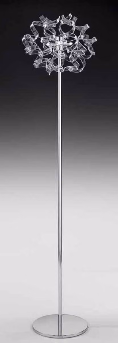 Casa Padrino lampada da terra a LED argento Ø 45 x H. 175 cm - Lampada da terra per soggiorno con 12 elementi in vetro - Lampada da terra per hotel - Qualità eccellente - Italy