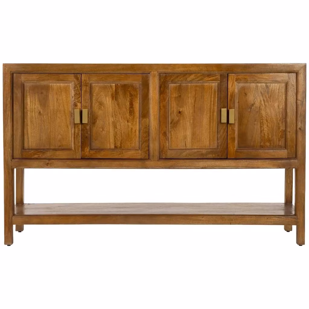 Credenza Wanderlust Deco in legno di mango marrone con dettagli oro, stile rustico, L: 150 cm, P: 40 cm, H: 90 cm – 2