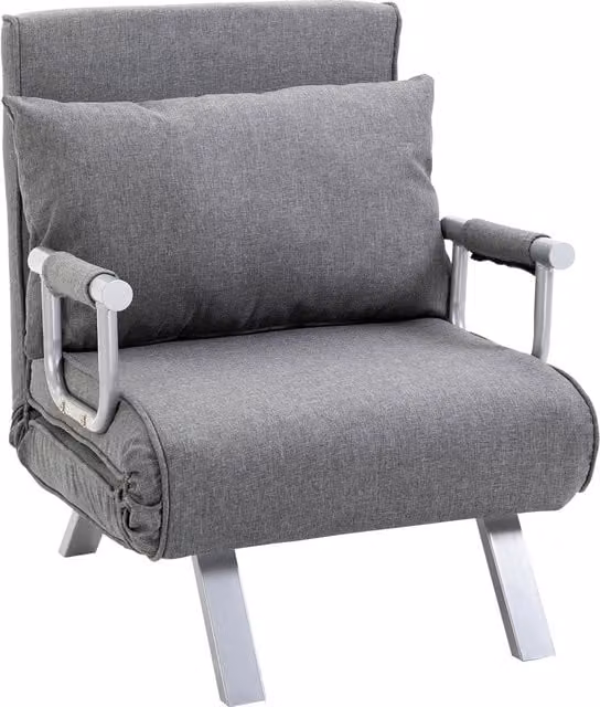 Poltrona Relax HOMCOM con funzione letto e braccioli, design moderno in tessuto grigio, L: 65 cm, P: 69 cm, H: 80 cm – 1
