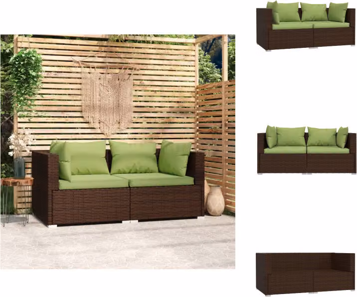 vidaXL Divano a 2 posti con cuscini in poly rattan marrone - Set di mobili da giardino