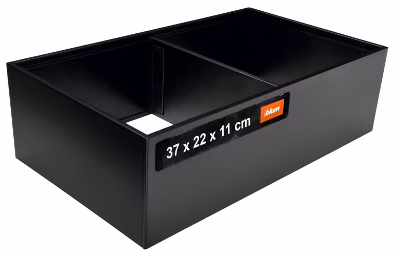 Organizzatore per cassetti, dimensioni 37x22x11 cm, colore nero carbone, modulare e ampliabile