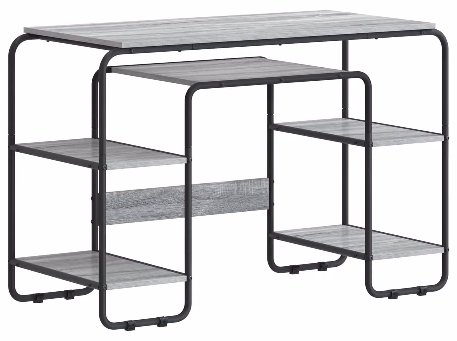 Scrivania con spazio contenitivo, colore Sonoma grigio, dimensioni 113,5 x 52 x 75,5 cm
