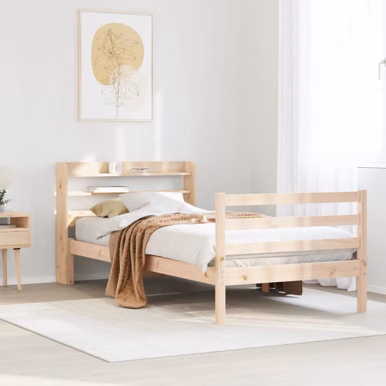Letto con testiera vidaXL in legno massello di pino marrone, L 200 x P 100 cm