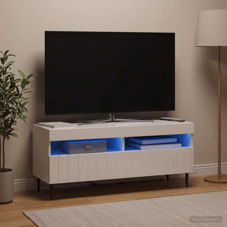 Mobile TV LED vidaXL ZWOLLE Bianco Lucido L/P/H: 100 x 35 x 43 cm