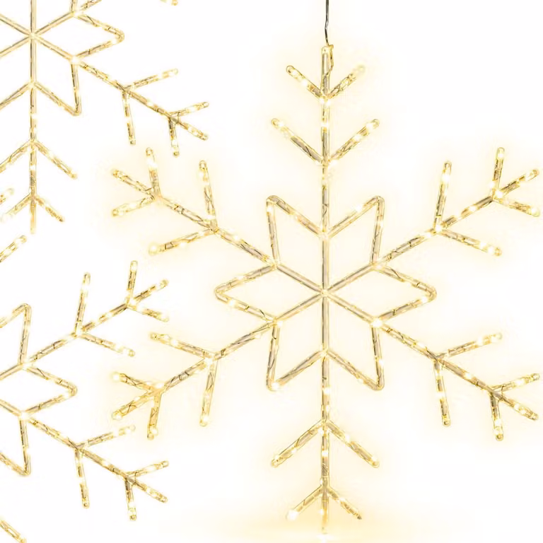 Fiocco di neve LED sospeso, con 120 micro-LED, luce bianco caldo, 8 modalità di illuminazione, timer, dimensioni 60 x 53 cm