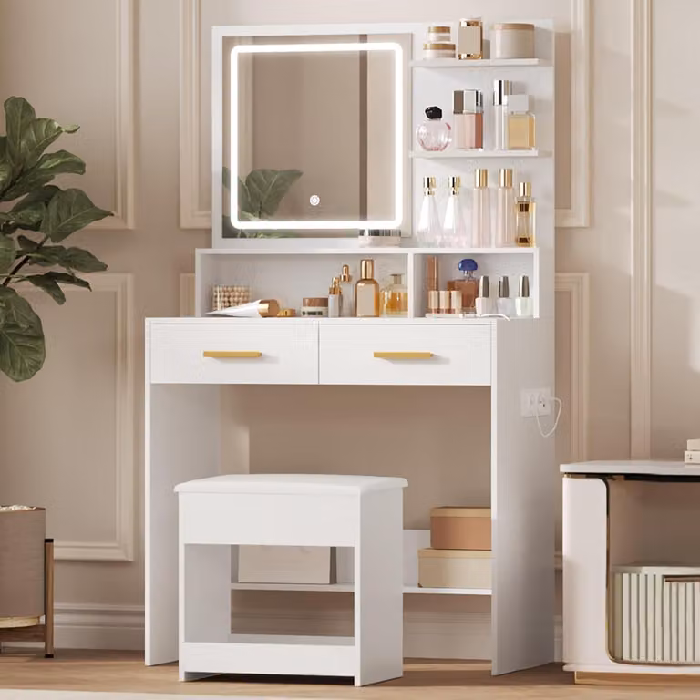 Comò da trucco dal design elegante e dalle dimensioni compatte, ideale per la camera da letto - Arredamento moderno