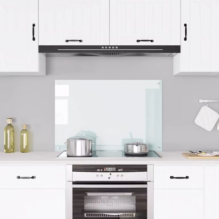 Paraschizzi per cucina vidaXL in vetro temperato colore bianco L: 90 cm, H: 60 cm