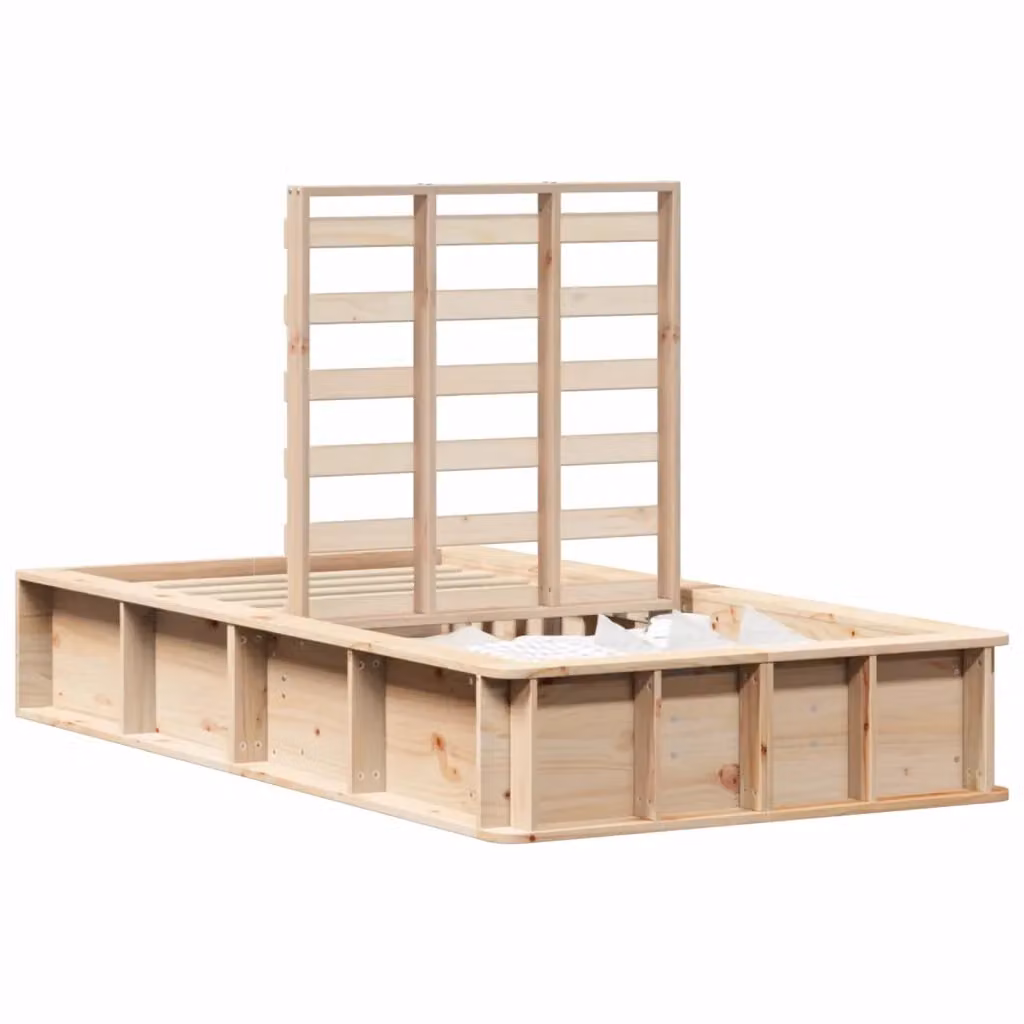 Struttura del letto moderna in pino massello vidaXL, colore marrone cerato, L 75 x P 190 cm – 2