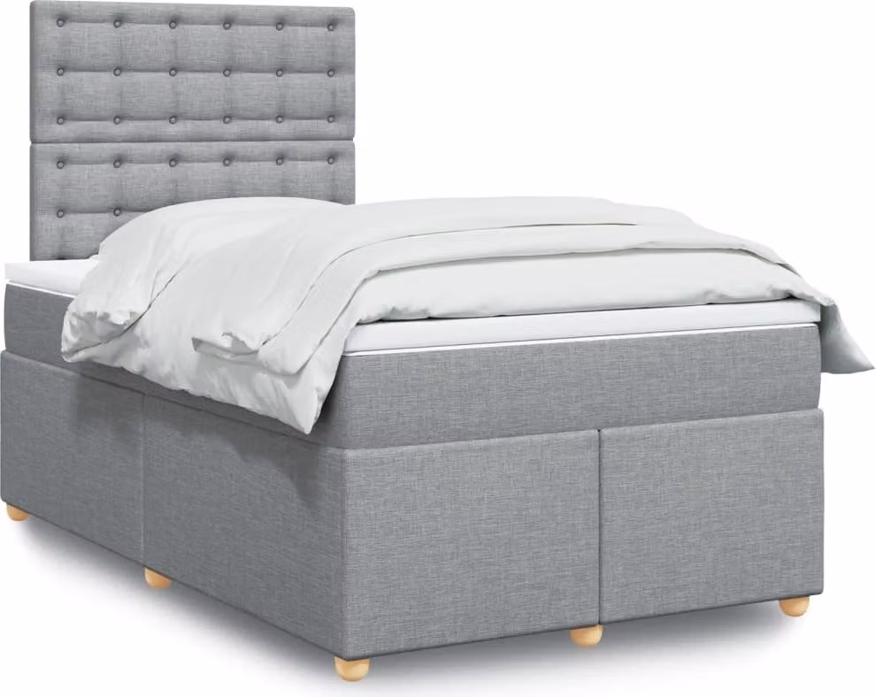 Giroletto a Molle con Materasso Grigio Chiaro 120x190cm Tessuto