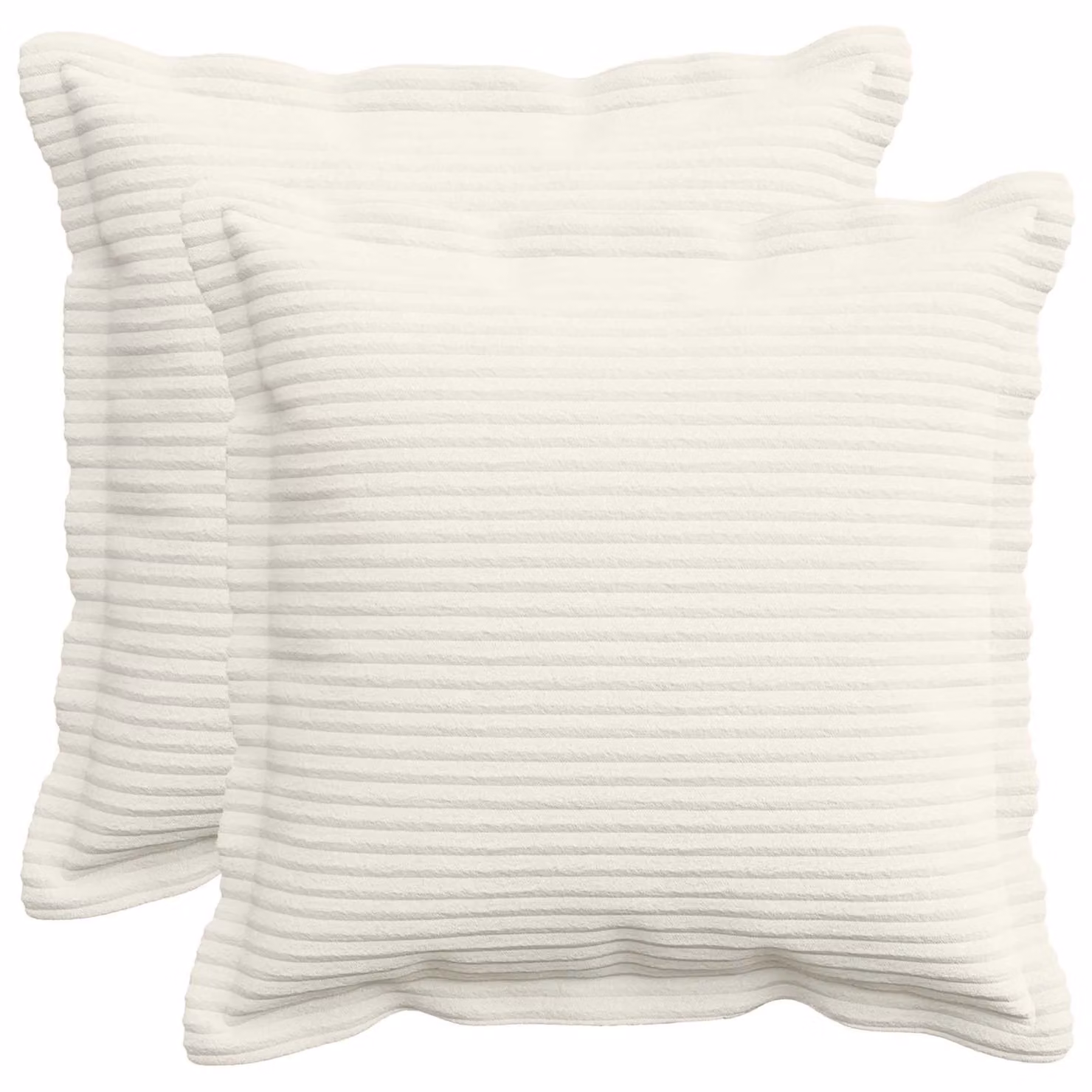 Set di 2 federe vidaXL HOUTEN in velluto a coste, colore crema, L 50 x P 50 cm