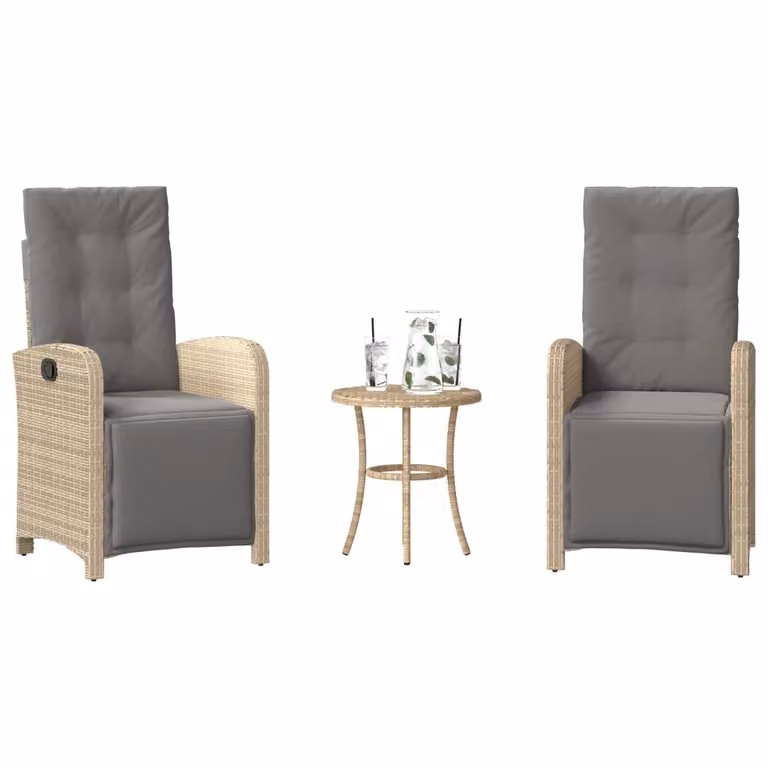 Maison Exclusive - Set da bistrot 3 pezzi con cuscini in polirattan misto beige