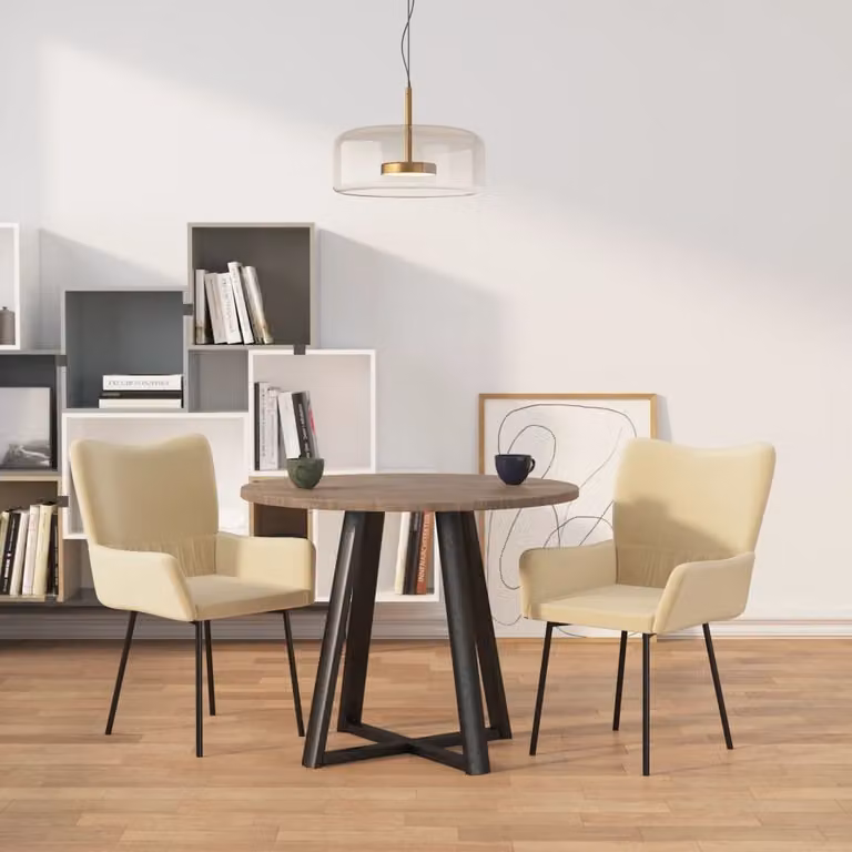The Living Store Sedie da pranzo 2 pezzi. Velluto crema