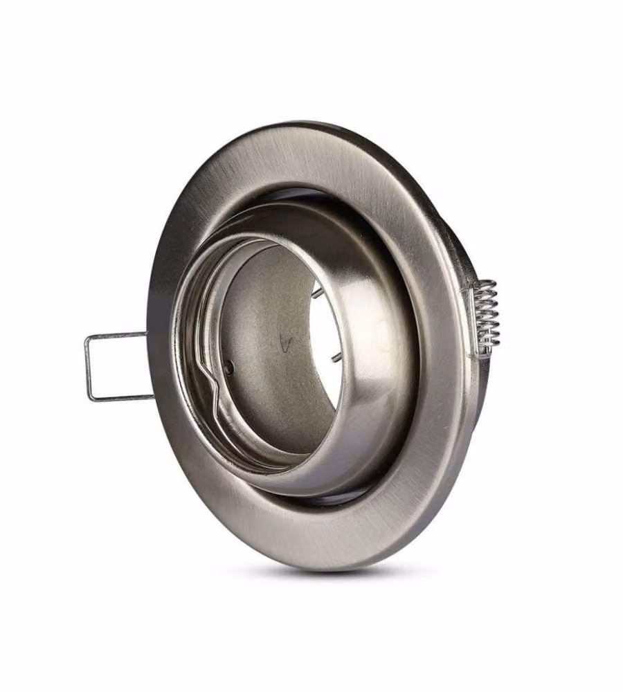 Portafaretto LED da Incasso Rotondo GU10 e GU5.3 (MR16) Colore Nichel Satinato Orientabile