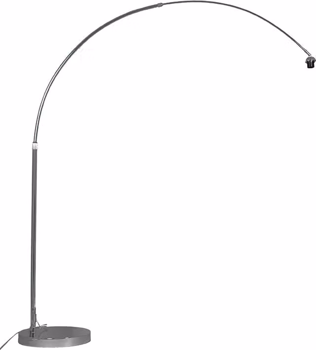 Lampada ad arco moderna, cromata, regolabile in altezza, senza paralume