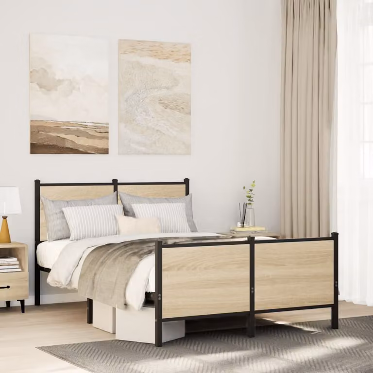 vidaXL Giroletto in Metallo Rovere Sonoma Marrone L/P/H: 120 x 200 cm