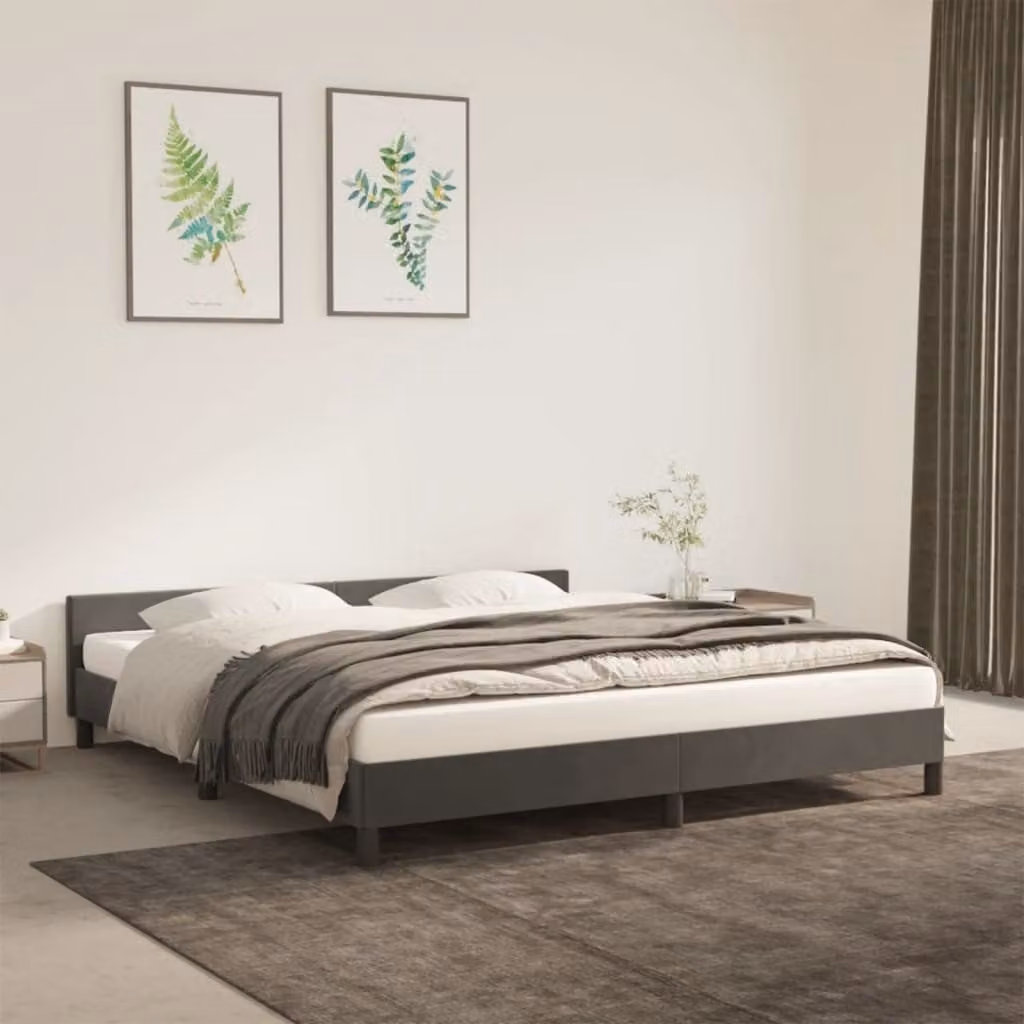 The Living Store Struttura letto con testiera grigio scuro 180x200 cm in velluto