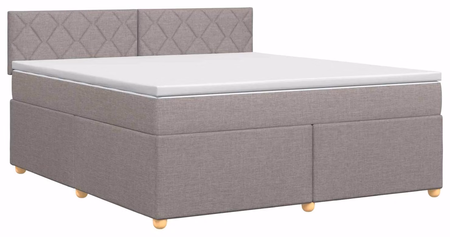 Letto a molle con materasso Taupe 160 x 200 cm in tessuto