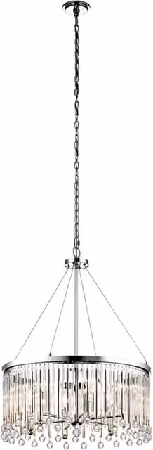 Lampadario Contemporaneo Piper KICHLER in Acciaio Cromo Lucido con 6 Luci E14 e Vetro Trasparente