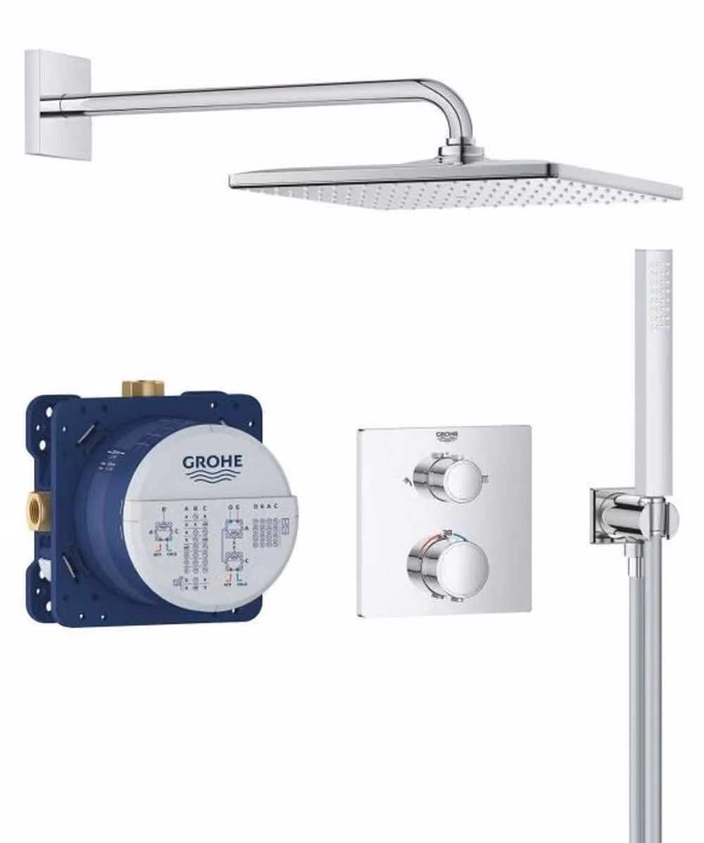 Built-in shower set - 1 jet - Thermostatic mixer - GROHE - 34881000 - Gray
