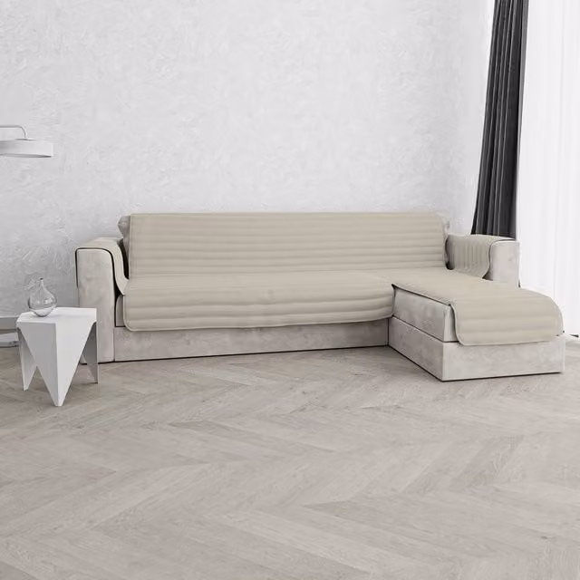 Copridivano con penisola a destra 190 cm Datex panna