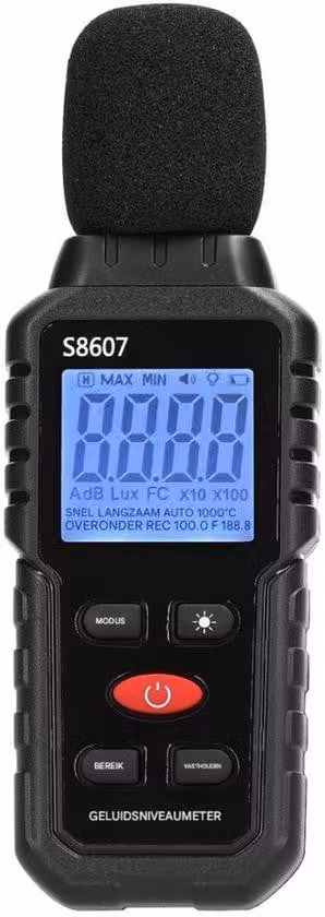 Misuratori digitali del livello di rumore - Campo di misura da 30 dB a 130 dB - Con display LCD - Adatti per rilevamenti acustici in uffici, cantieri e fabbriche.
