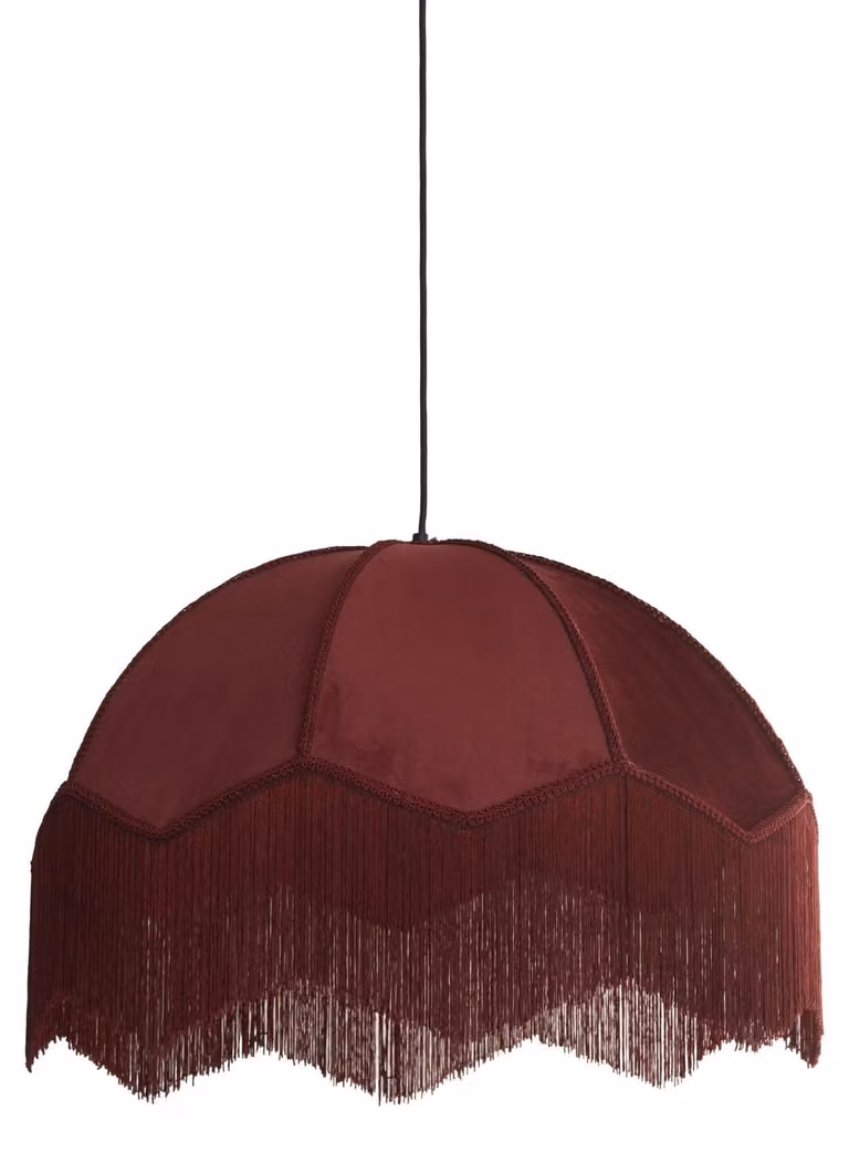 Lampada a sospensione - rosso - Malacia - raffia velluto - Ø 50cm - E27 - 2986317 - Light & Living