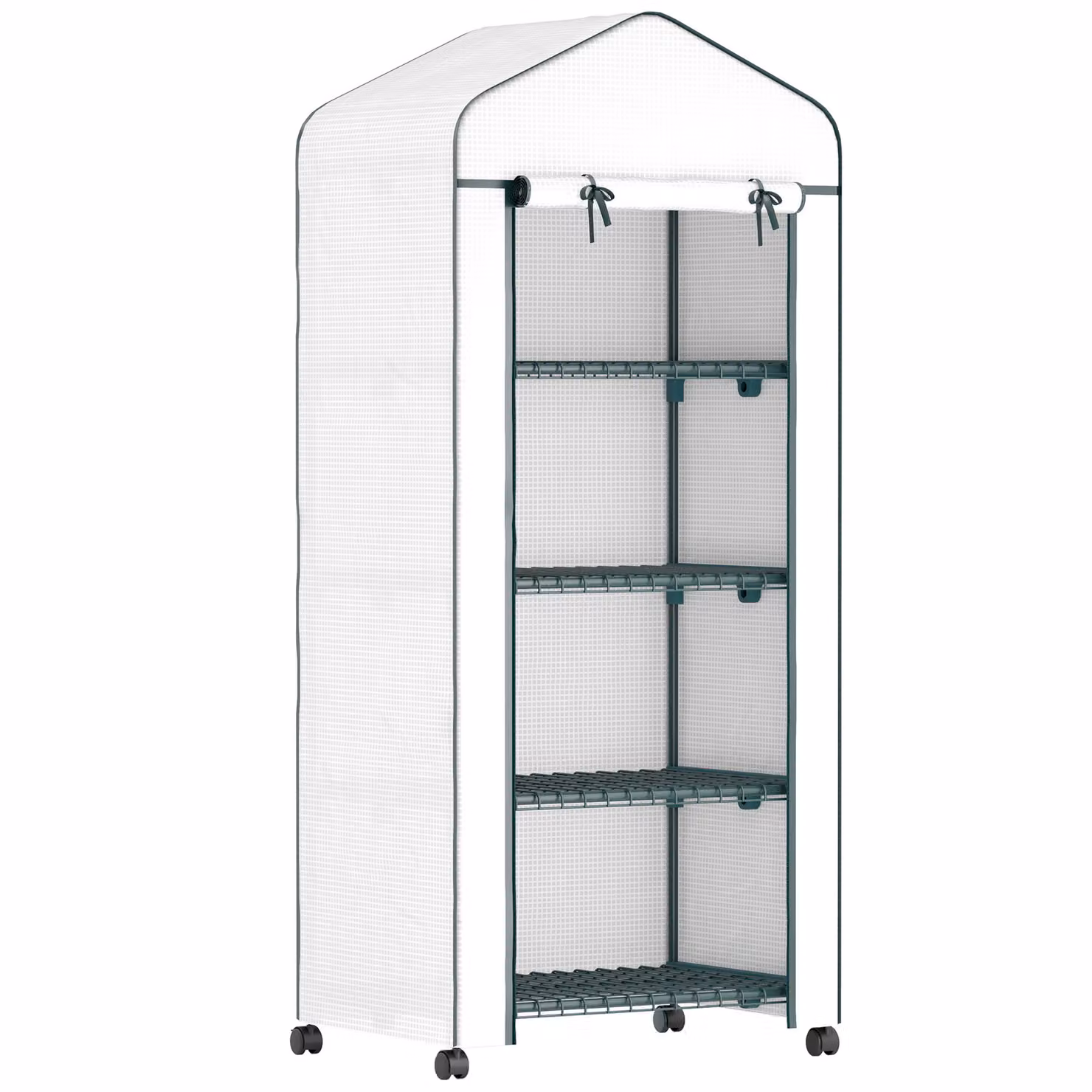 Serra con rotelle, ripiani, resistente all'inverno; serra in acciaio con copertura in plastica; serra per balcone, giardino, coltivazione di pomodori; 69 x 50 x 165 cm