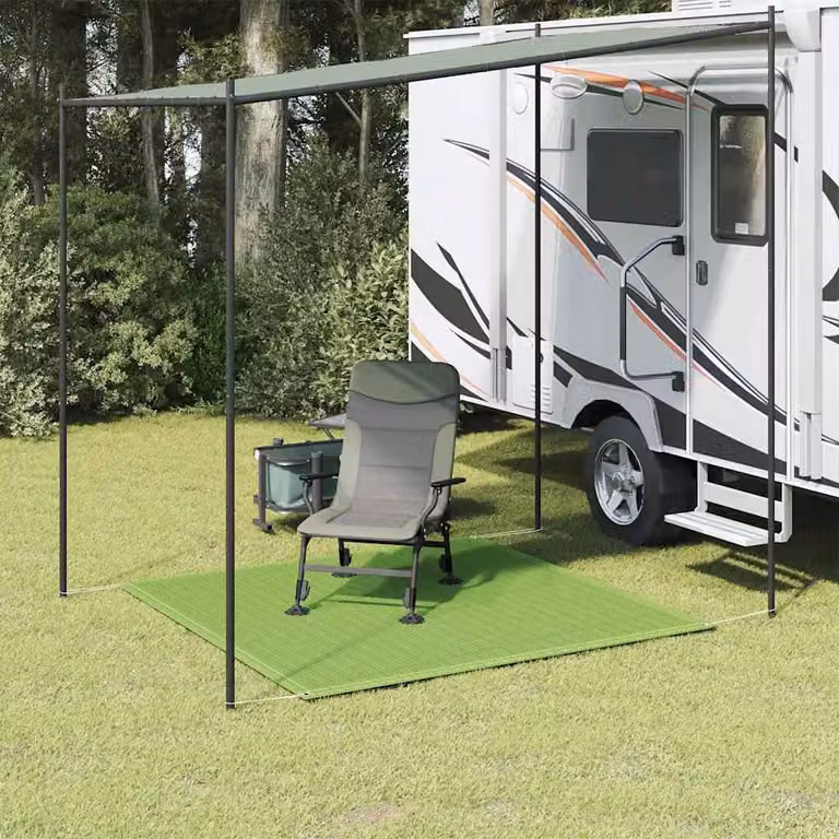 Tappeto da tenda vidaXL verde chiaro in polipropilene resistente ai raggi UV per giardino e terrazza L 200 cm x P 200 cm