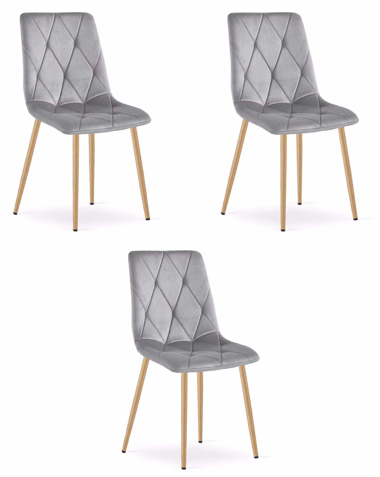 Sedia imbottita in velluto LIBRA grigio chiaro per soggiorno cucina x3