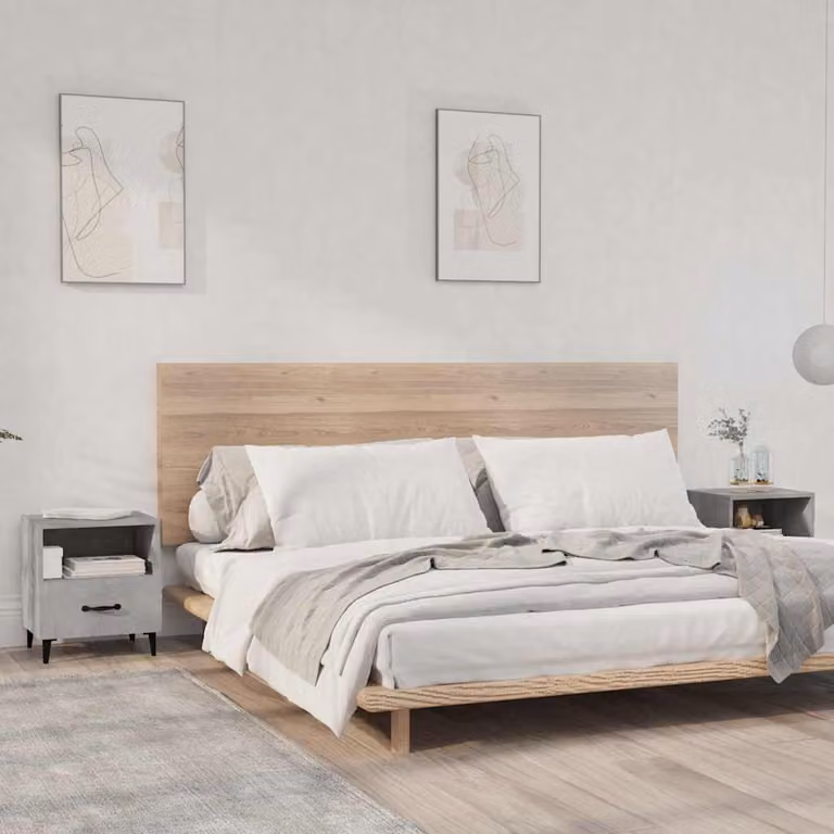 Set di 2 comodini vidaXL moderni in legno e metallo colore grigio opaco