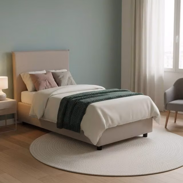 Argentino, Letto Singolo Sfoderabile Made in Italy, Grigio Tortora
